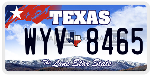 WYV8465  license plate in TX