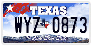 WYZ0873  license plate in TX