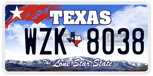 WZK8038 license plate in Texas