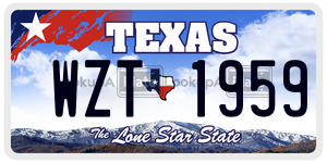 WZT1959  license plate in TX