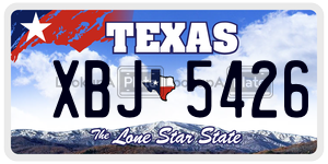 XBJ5426 license plate in Texas