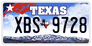 XBS9728  license plate in TX