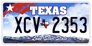 XCV2353 license plate in Texas