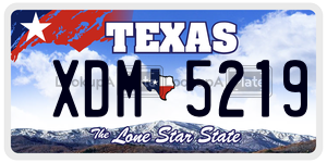 XDM5219  license plate in TX