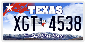 XGT4538  license plate in TX