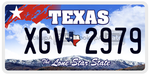 XGV2979  license plate in TX