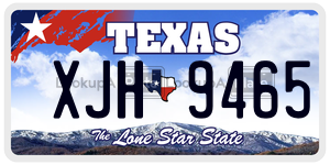 XJH9465  license plate in TX