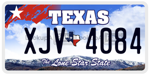 XJV4084  license plate in TX