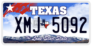 XMJ5092  license plate in TX