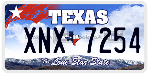 XNX7254 license plate in Texas