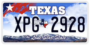 XPG2928  license plate in TX