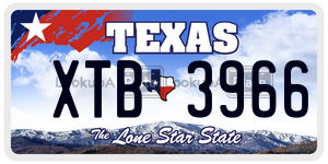 XTB3966  license plate in TX