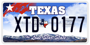 XTD0177  license plate in TX