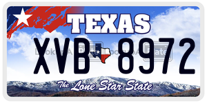 XVB8972 license plate in Texas