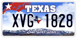 XVG1828  license plate in TX