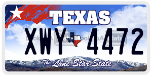 XWY4472  license plate in TX