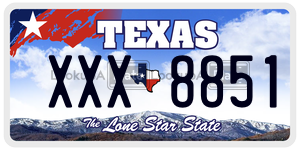 XXX8851 license plate in Texas