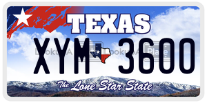 XYM3600 license plate in Texas