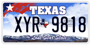 XYR9818 license plate in Texas