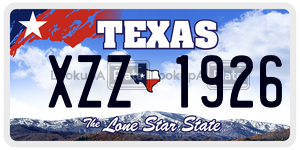 XZZ1926 license plate in Texas