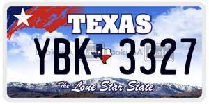 YBK3327 license plate in Texas