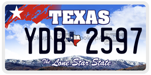YDB2597 license plate in Texas