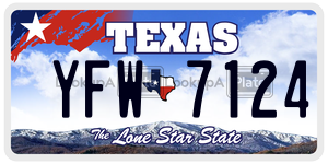 YFW7124 license plate in Texas