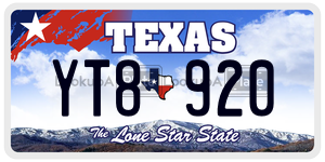 YT8920 license plate in Texas
