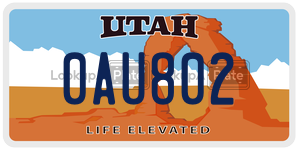 0AU802  license plate in UT
