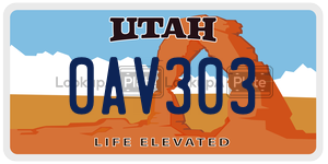 0AV303  license plate in UT