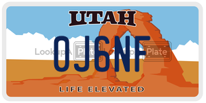 0J6NF license plate in Utah