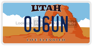 0J6UN  license plate in UT