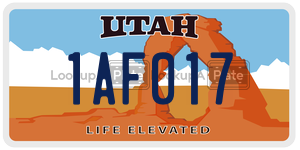 1AF017  license plate in UT