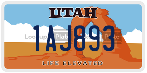 1AJ893  license plate in UT