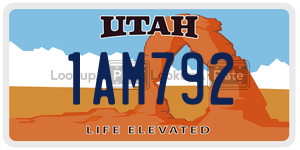 1AM792  license plate in UT