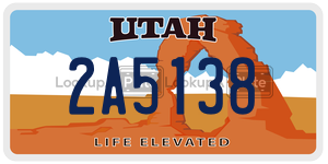2A5138  license plate in UT