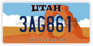 3AG861  license plate in UT