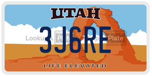 3J6RE  license plate in UT
