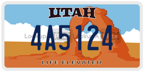 4A5124  license plate in UT
