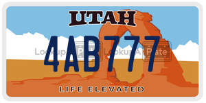 4AB777 license plate in Utah