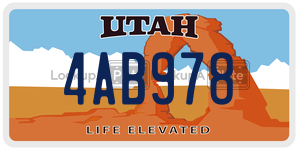 4AB978  license plate in UT