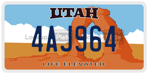 4AJ964  license plate in UT