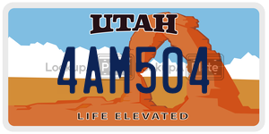 4AM504 license plate in Utah