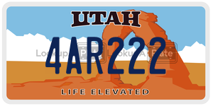 4AR222 license plate in Utah