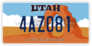 4AZ081  license plate in UT