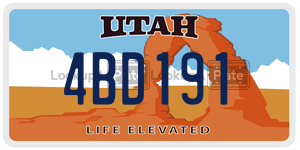 4BD191 license plate in Utah