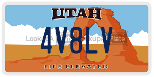 4V8LV license plate in Utah