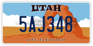 5AJ348  license plate in UT