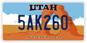 5AK260  license plate in UT