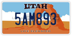 5AM893  license plate in UT